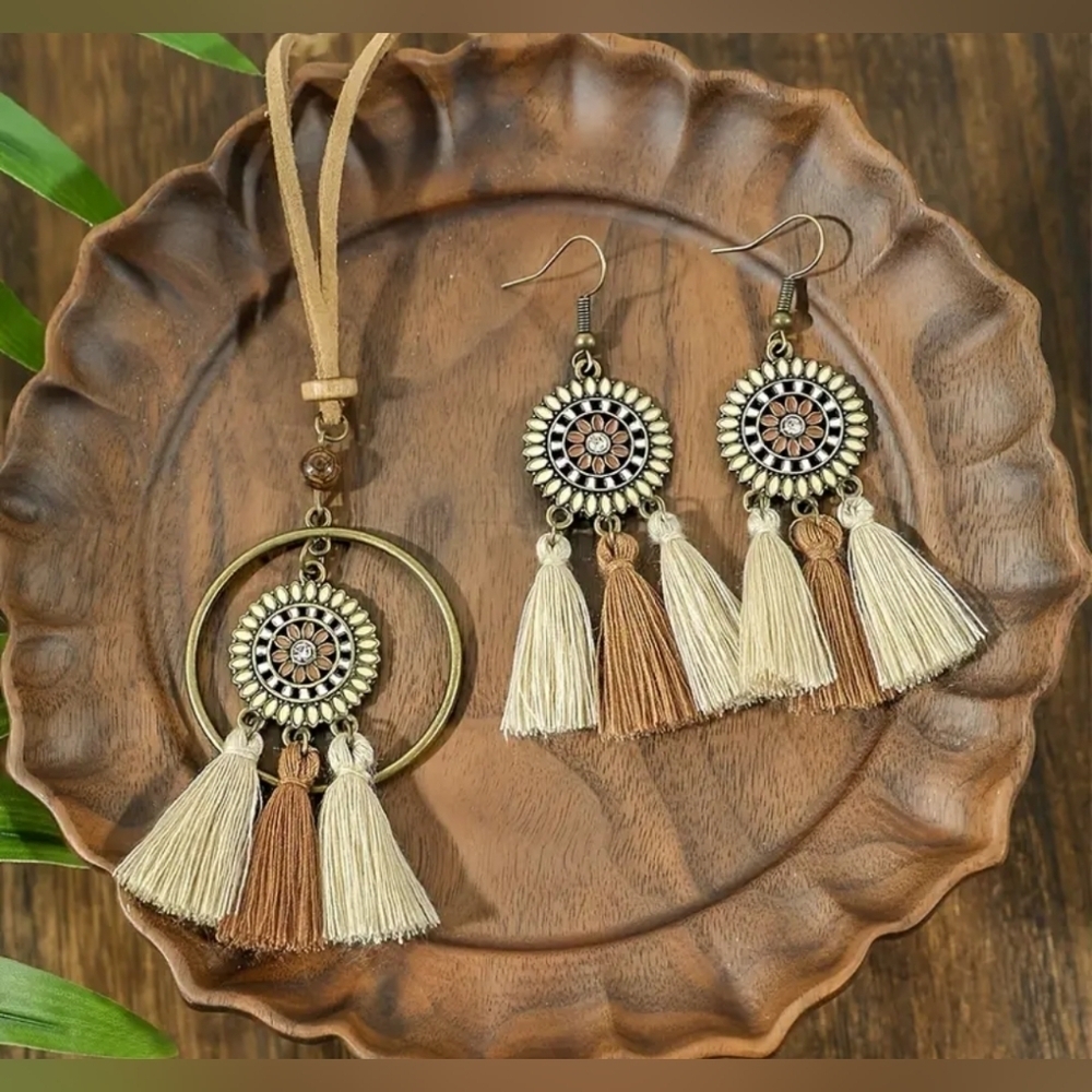 NEW! Bohemian Tassel Earrings and Necklace Set NWT!